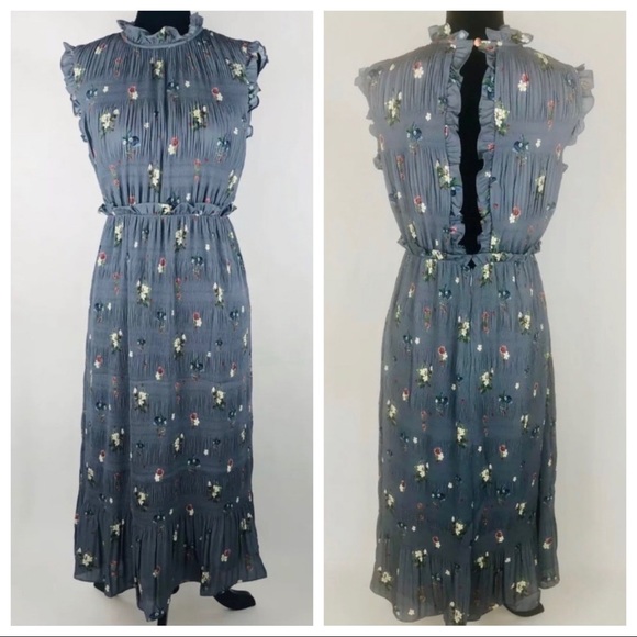 Ted Baker Gray Oracle Pleated Midi Dress Sz 2 or Small - Picture 2 of 10